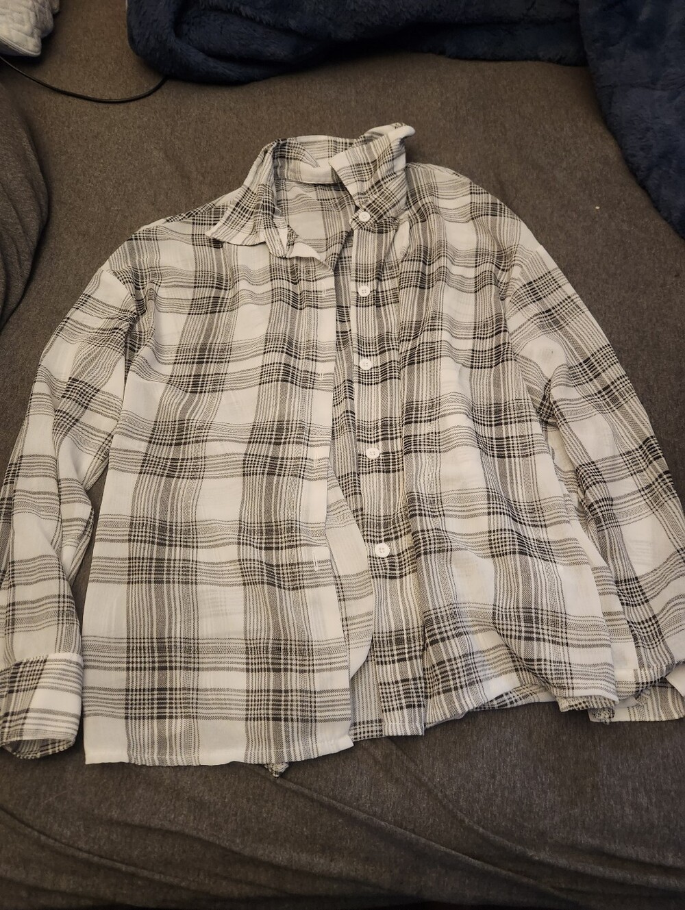 Black & White Plaid Button-Up Shirt